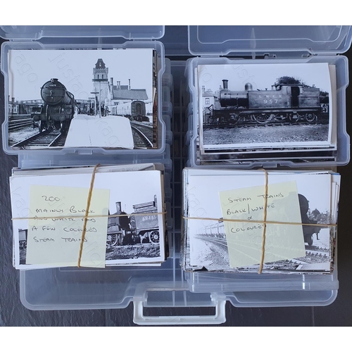 540 - Railway. B.R. Steam. A handy plastic storage case with individual boxes of postcard size, black and ... 