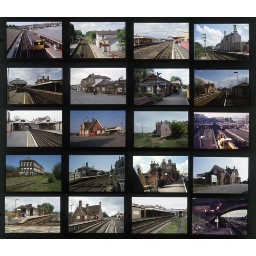 551 - Railway. Infrastructure - Stations. A collection of approx. 146 x 35mm, colour slides, on mixed film... 