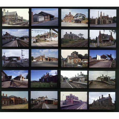 557 - Railway. Infrastructure - Stations. A collection of approx. 150 x 35mm, colour slides, on mixed film... 