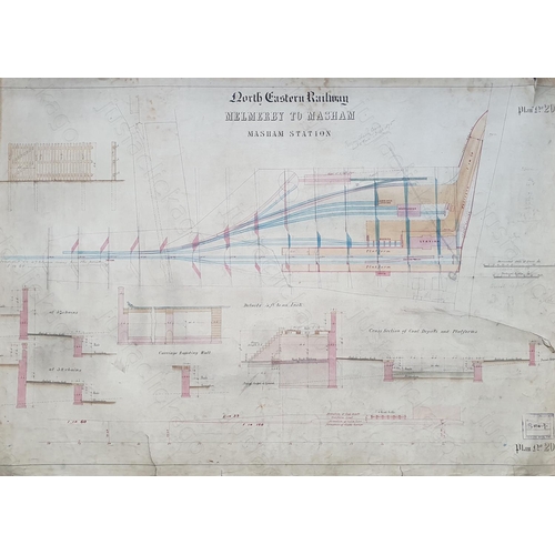 561 - Railway. Paper Railwayana. Three NORTH EASTERN RAILWAY plans.
1. NER Ref 180. Masham station, colour... 