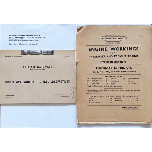 569 - Railway. Paper Railwayana. Two BR booklets.
1. BR Western Region Route Availability-Diesel Locomotiv... 