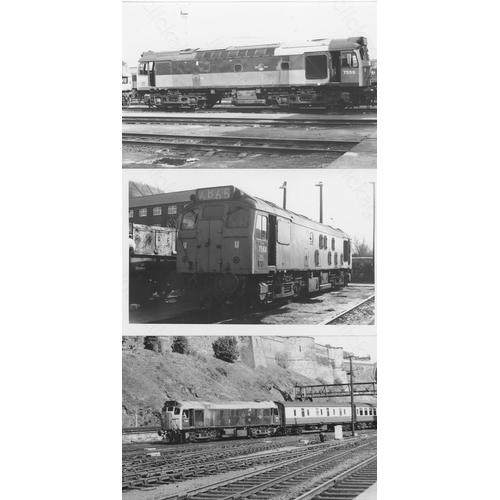 65 - Railway. Modern Traction. A good collection of approx. 180, black and white, mostly postcard sized p... 