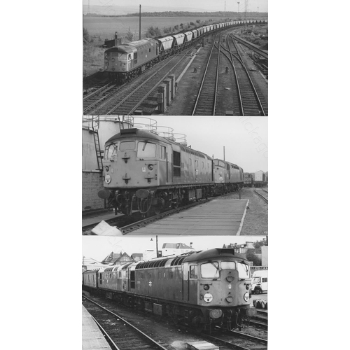 65 - Railway. Modern Traction. A good collection of approx. 180, black and white, mostly postcard sized p... 