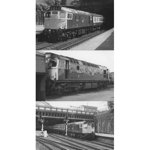 65 - Railway. Modern Traction. A good collection of approx. 180, black and white, mostly postcard sized p... 