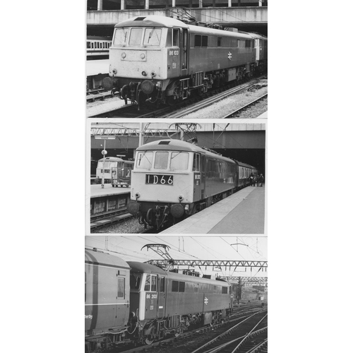 67 - Railway. Modern Traction. A good collection of approx. 130, black and white, mostly postcard sized p... 