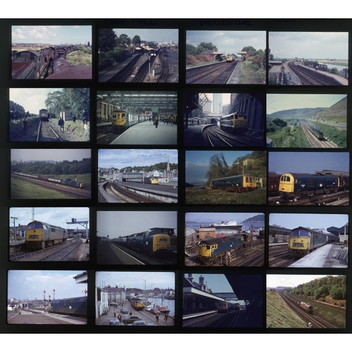 283 - Railway. Modern Traction with some BR Steam and infrastructure. A slipcase slide album with approx. ... 