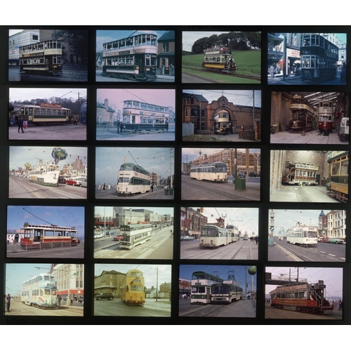 285 - Railway. Trams. A slipcase slide album with approx. 310 x 35mm, mostly original colour slides (1990'... 