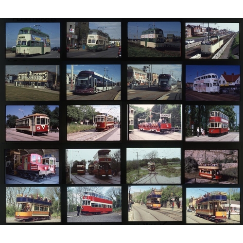 285 - Railway. Trams. A slipcase slide album with approx. 310 x 35mm, mostly original colour slides (1990'... 