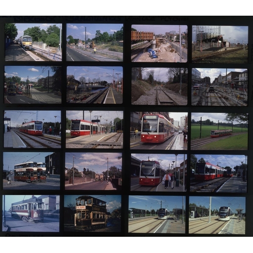 286 - Railway. Trams. A slipcase slide album with approx. 450 x 35mm, mostly original colour slides (1990'... 