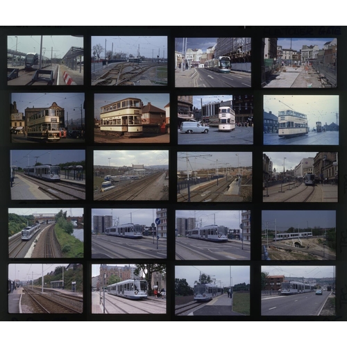 287 - Railway. Trams. A slipcase slide album with approx. 390 x 35mm, mostly original colour slides (1990'... 