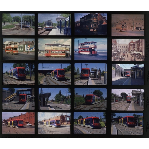 287 - Railway. Trams. A slipcase slide album with approx. 390 x 35mm, mostly original colour slides (1990'... 