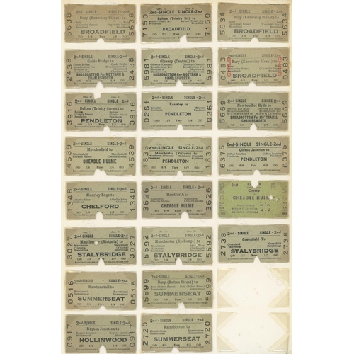 56 - Railway Tickets. A collection of 46, B.R. Edmondson card tickets. The tickets are presented on an A4...