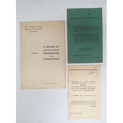 139 - Railway. Three L.M.S. booklets.
1. Supplement No. 1 etc 1937. 15 pages, sellotape residue to edge of... 