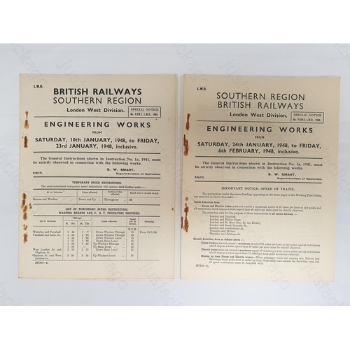 143 - Railway. Two B.R. Southern Region-London West Division, Engineering Works notices. 24 pages, some lo... 