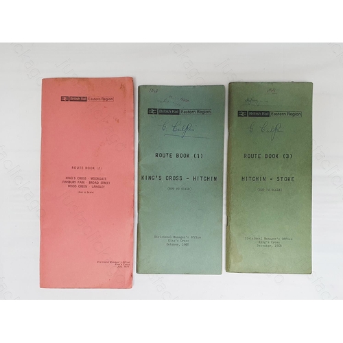 156 - Railway. Three B.R. Eastern Region Route Books.
1. Hitchin - Stoke. 1968. 130 pages.
2. King's Cross... 