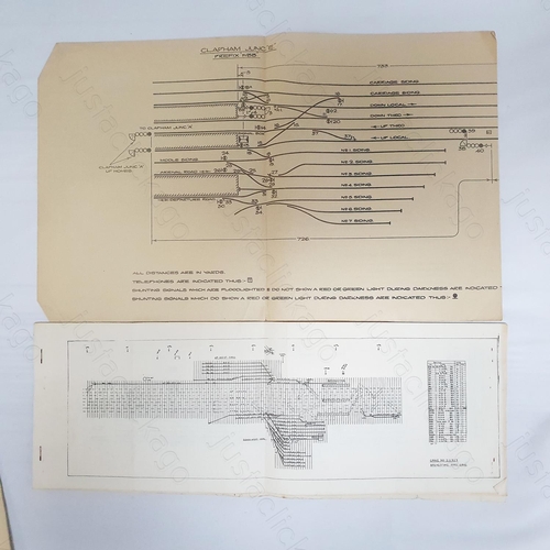 159 - Railway. Two signalling diagrams for Clapham Junction E - Wandsworth Town Station - Point Pleasant J... 