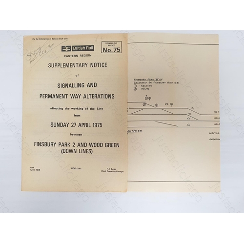 168 - Railway. A B.R. Eastern Region Supplementary Notice of Signalling and Permanent Way Alterations. Fin... 