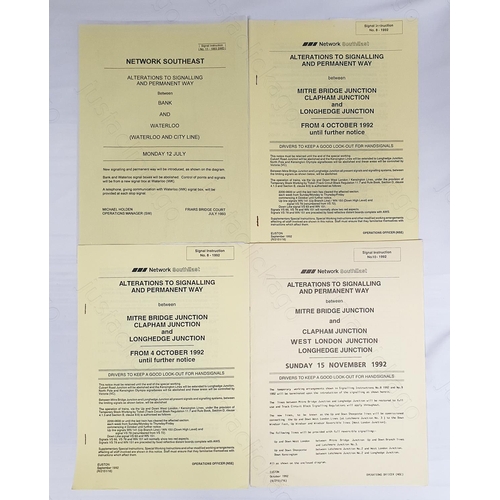 173 - Railway. Four Network South East signalling notices.
1. Mitre Bridge Jnt. & Clapham Jnt, West London... 