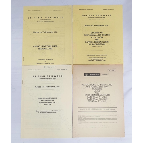 174 - Railway. Four B.R. Signalling and Alerations notices.
1. Southern. Oxted & East Grinstead. July 1987... 