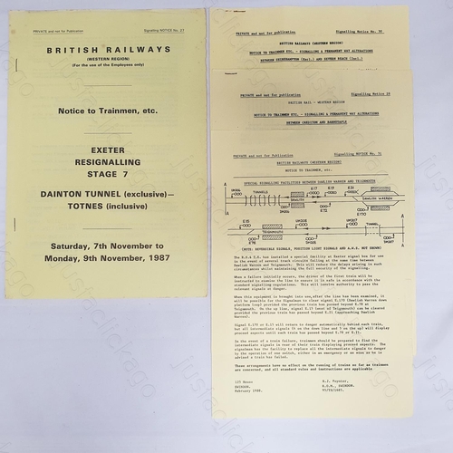 175 - Railway. Four B.R. Signalling and Alerations notices.
1. Western Region. Exeter resignalling, Dainto... 