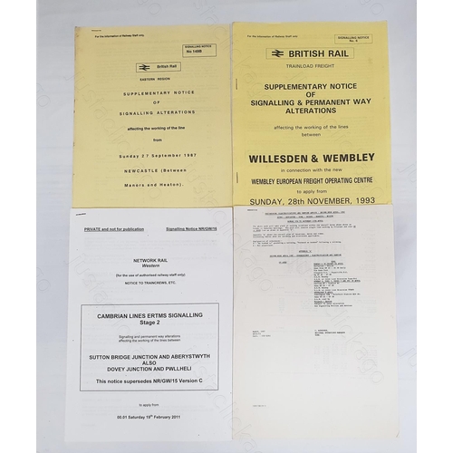 176 - Railway. Four B.R. Signalling and Alerations notices.
1. Eastern. Newcastle. Sept. 1987. 
2. Trainlo... 