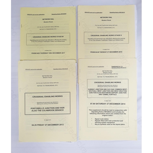 178 - Railway. Four Network Rail Crossrail Enabling Works Signalling notices, with associated fold out sig... 