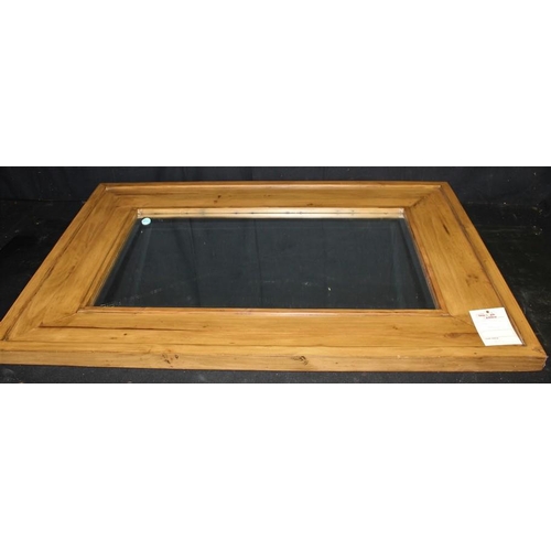 121 - PINE FRAMED BEVEL EDGE MIRROR (110cm x 80cm)