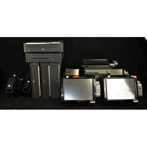 126 - 5 EPOS TILL SYSTEMS WITH TOUCH SCREEN, 5 TILLS, 5 TILL DRAWERS & 6 CARD READER HOLDERS