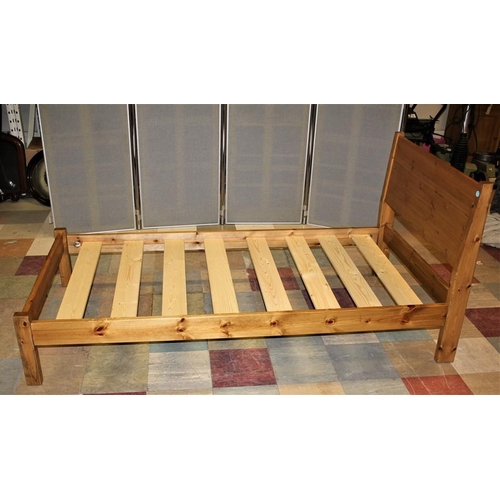 156 - DARK PINE SINGLE BED WITH MATTRESS