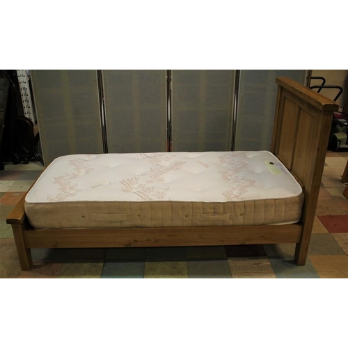 160 - DARK PINE SINGLE BED FRAME WITH MATTRESS