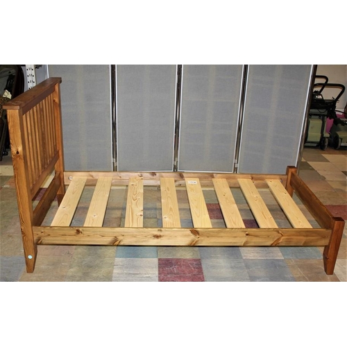 165 - DARK PINE SINGLE BED FRAME WITH MATTRESS