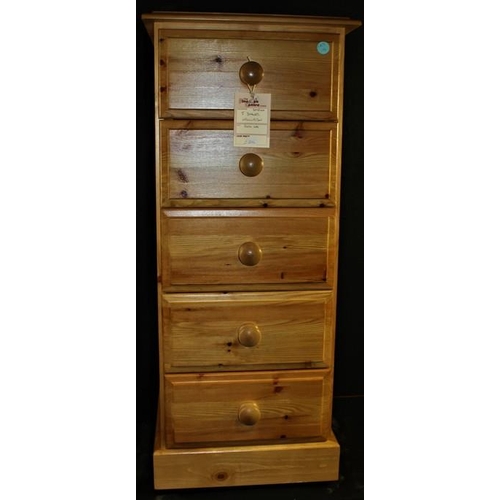 188 - 'WELLINGTON' 5 DRAWER NARROW CHEST (105cm x 44cm)