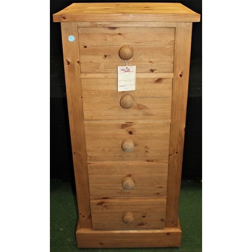 193 - 'WELLINGTON' 5 DRAWER PINE CHEST (125cm x 56cm)