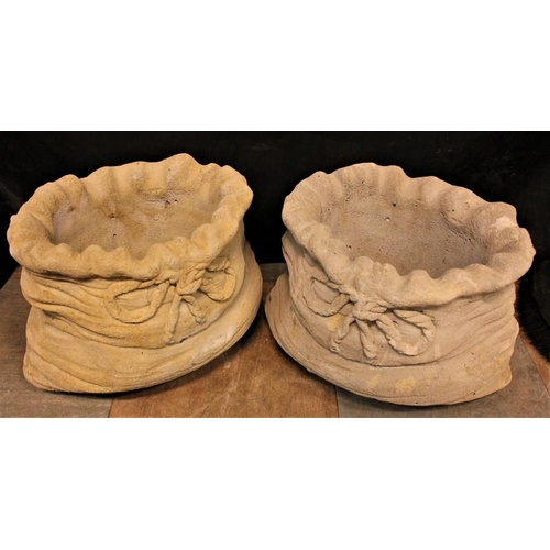 20 - PAIR SMALL SACK SHAPED PLANTERS