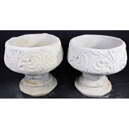 216 - PAIR STONEWORK FLEUR-DE-LYS URN