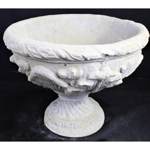 227 - LARGE STONEWORK URN DECORATED WITH ACANTHUS LEAVES