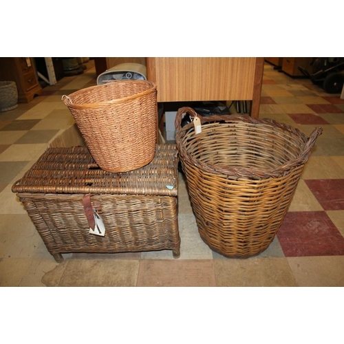 305 - WICKER LOG BASKET, WICKER CHEST & WICKER BASKET