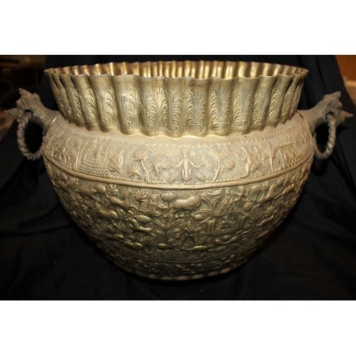 314 - LARGE DECORATIVE CIRCULAR BRASS URN