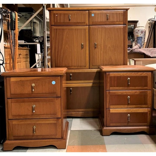 315 - CUPBOARD CHEST & PAIR BEDSIDE CABINETS