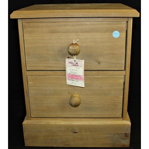 37 - 2 DRAWER PINE BEDSIDE CABINET (58cm x 47cm)