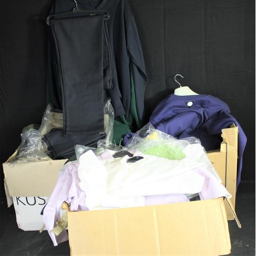 62 - 3 BOXES OF NEW CLOTHES - JUMPERS, SHIRTS & TROUSERS