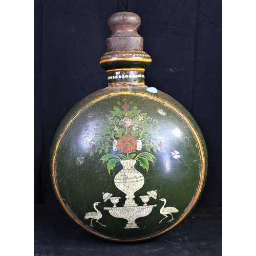 66 - HAND PAINTED INDIAN METAL DISPLAY BOTTLE