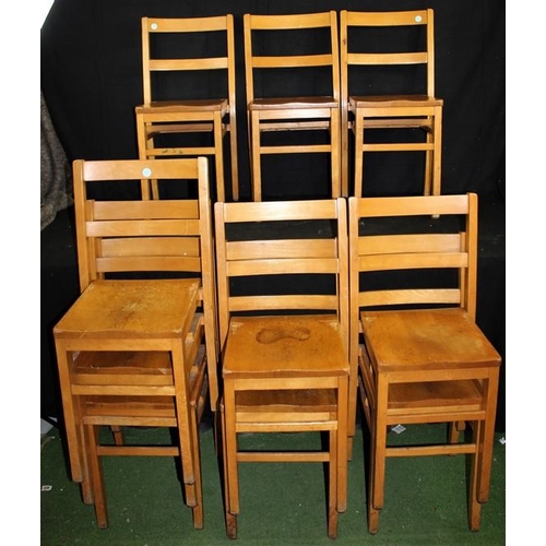 84 - 10 STACKABLE WOODEN CHAIRS