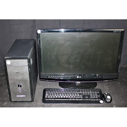 316 - ZOOSTORM 7200-0089 DESKTOP COMPUTER, LG FLATRON MONITOR, MICROSOFT MOUSE & KEYBOARD - HARD DRIVE TO ... 