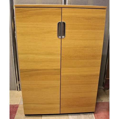 337 - OAK FINISH 2 DOOR STATIONERY CABINET