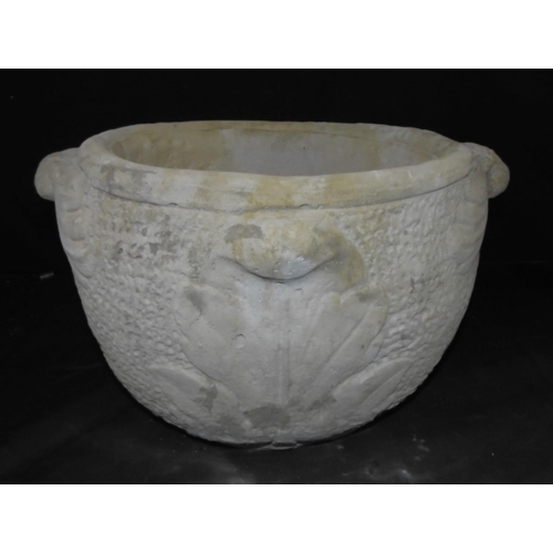 105 - LARGE DECORATIVE STONEWORK URN WITH SCROLLED HANDLES -OPTION LOT 106