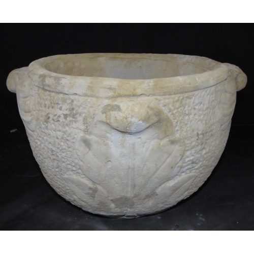 106 - LARGE DECORATIVE STONEWORK URN WITH SCROLLED HANDLES
