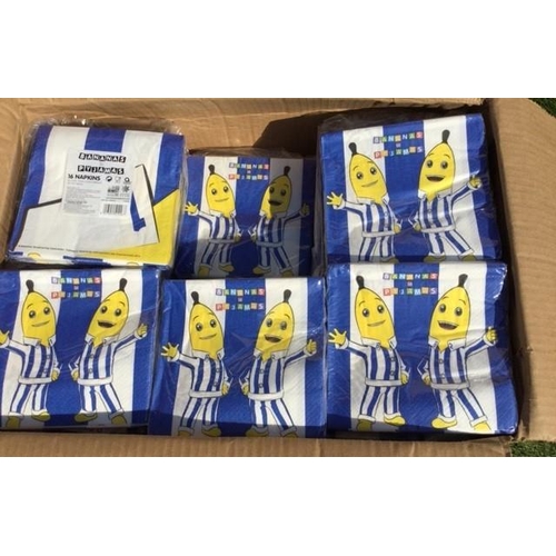108 - BOX OF 144 INDIVIDUAL PACKS OF 16 BANANAS IN PYJAMAS PARTY NAPKINS