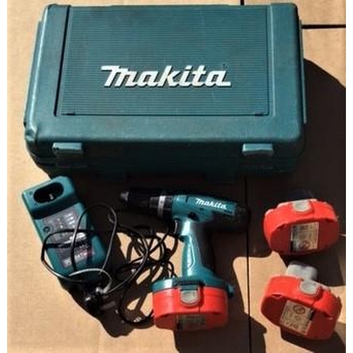 114 - MAKITA CORDLESS DRILL WITH CHARGER & 2 BATTERIES IN CASE