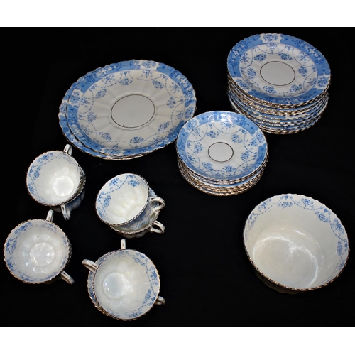 63 - 32 PIECES ROYAL ALBERT (2478) BLUE & WHITE PART TEAS SET COMPRISING 9 CUPS, 8 SAUCERS, 12 SIDE PLATE... 